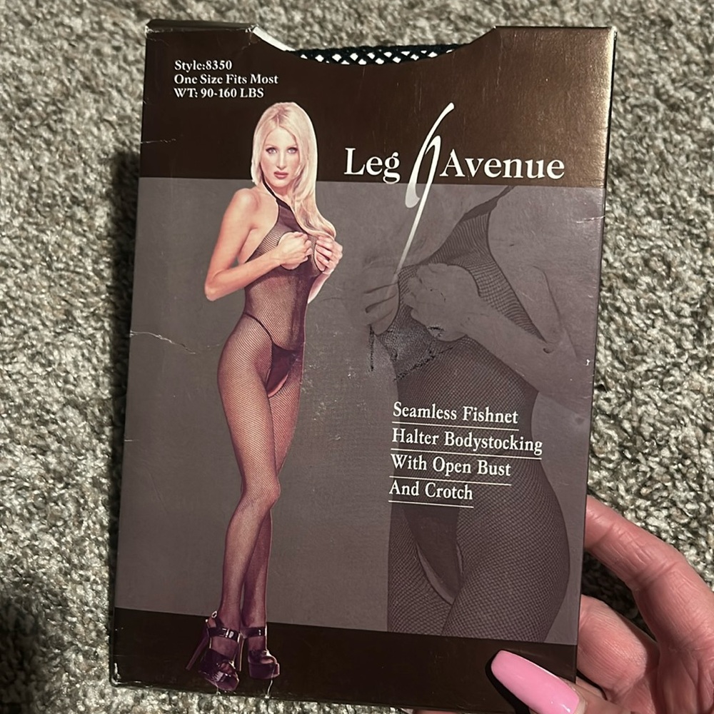 Seamless fishnet, halter body stocking